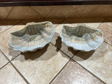 Pair Glazed Shell Bowls Nedza USA Artist Signed Studio Pottery 6.5" and  7"