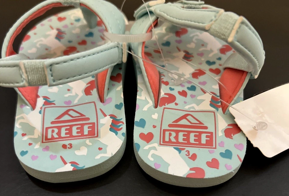 Baby Infant Sandals Size 3c Elastic Back Strap REEF Flip Flops Baby Girls Shoes - Image 2 of 4