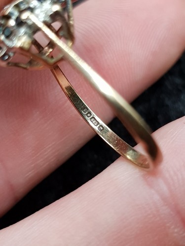 English 9ct Gold Diamond & Sapphire Gemstone Ring. UK Size O. Full 375 Hallmark - Picture 7 of 10