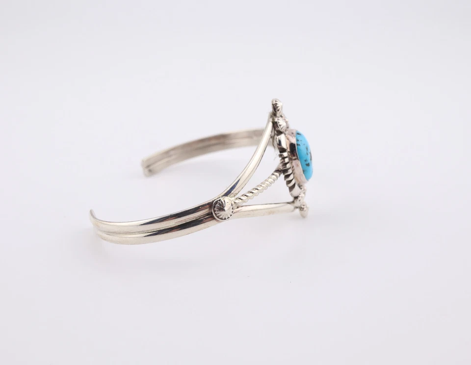 正品美洲原住民袖口手链,Kingman 绿松石手工纳瓦霍,尺寸 6.25 — 第 4/4 张图片