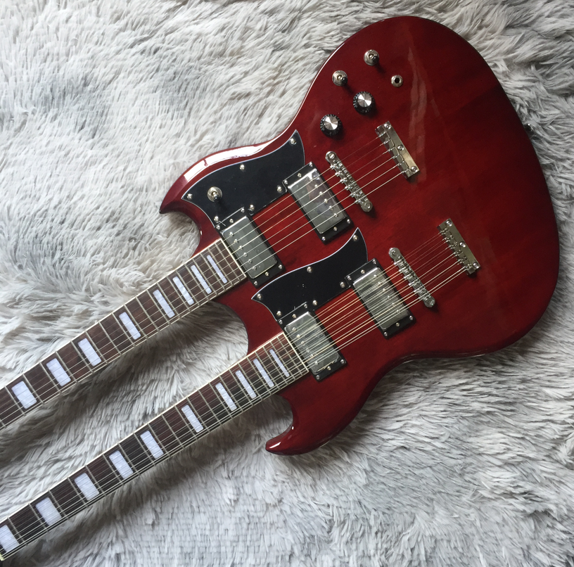 Double Neck  guitar original  Double Neck SG Electric Guitar Solid 6+12 Strings Mahogany