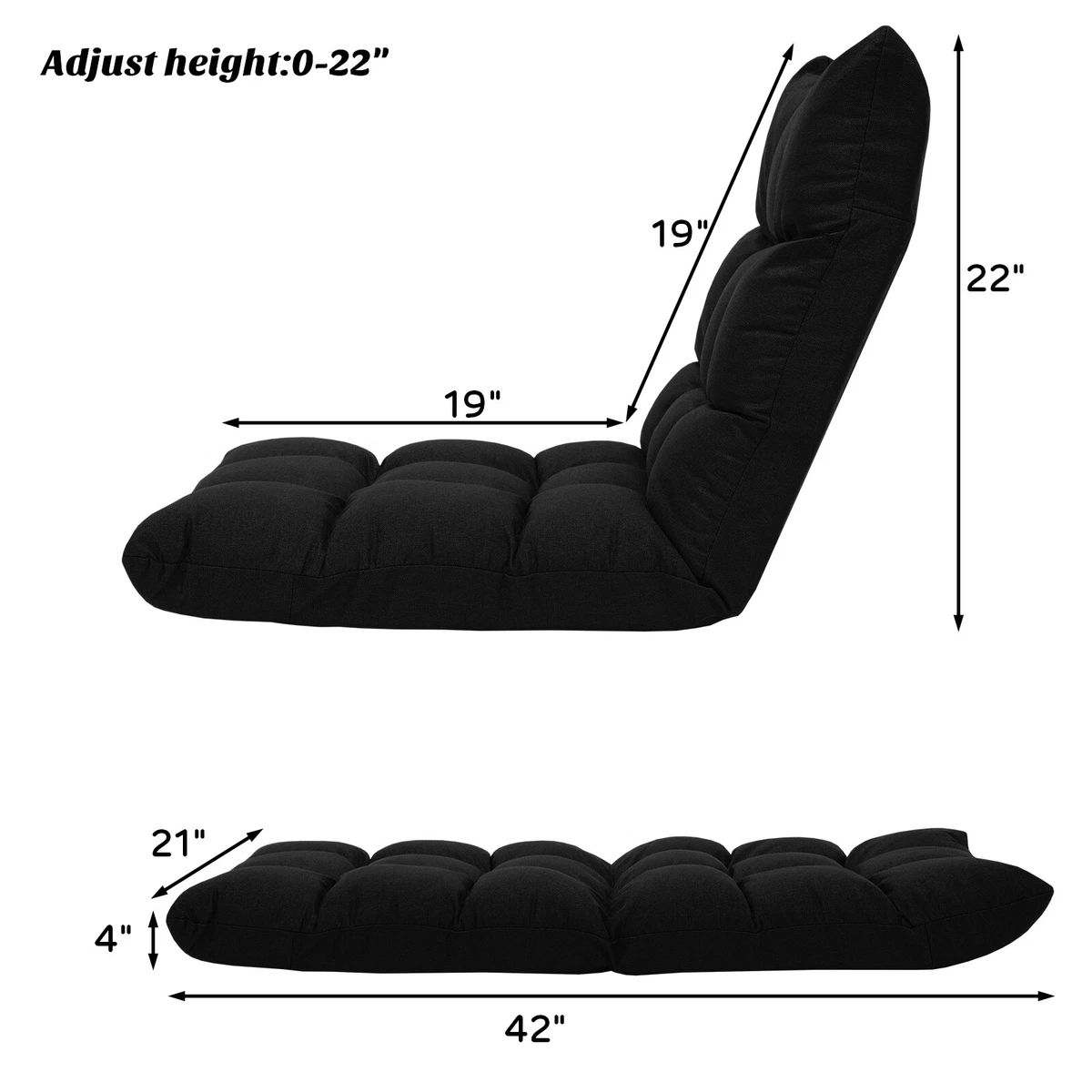 Giantex Folding 14 Position Floor Chair Adjustable Lazy Sofa