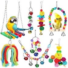 8-piece parrot toy bird supplies ladder rattan ball bell swing toy set to