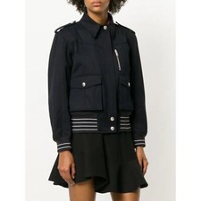Givenchy Blue Black Leather Trim Varsity Jacket Fr 36 Us4 $3088