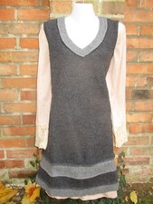 Kleid gefilzt Tunika Wolle Filzwolle Schurwolle Wollkleid XS S M L  grau Damen