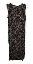 Vintage Y2k Dress Leopard Midi Sleeveless Karin Stevens 12 Petite