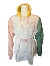Fila Biella Italia Long Pink Yellow Green Windbreaker womens Large Festival