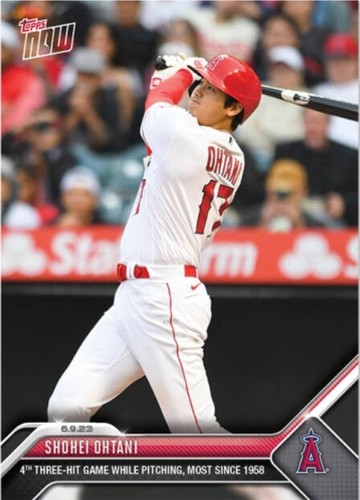 Shohei Ohtani 2023 TOPPS NOW #419 - 4th Three Hit Game While Pitching