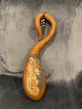 Beautiful 20  Hand Painted/carved Lion  Cub On Gourd.