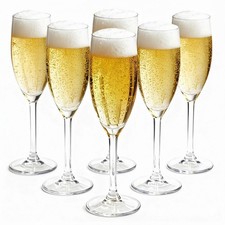 6 x Clear High Quality Plastic Champagne Flute Glasses Indoor Outdoor Reusable