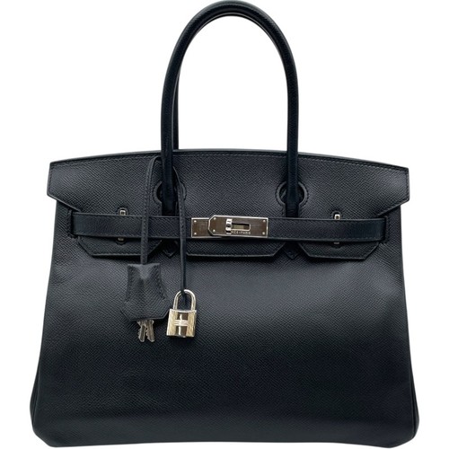 HERMES Birkin 30 Black Epsom Leather Handbag K Stamp #OKB320
