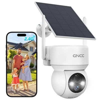 GNCC Solar Security Cameras Wireless Outdoor 2.4G WiFi, 360° View, Solar/Battery