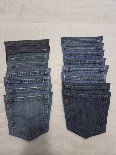 Denim Jean Pockets with Backing For Craft Sewing Set Of 16 plus denim waistbands