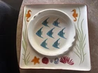 Vintage Stangl Pottery Ashtray/Dish w/Fish & Seahorses - 9" x 9" - Made In USA