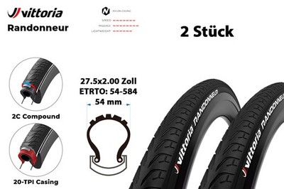 2Stück 27.5 Zoll Vittoria Randonneur 54-584 Fahrrad Reifen 27.5x2.0 Pannenschutz