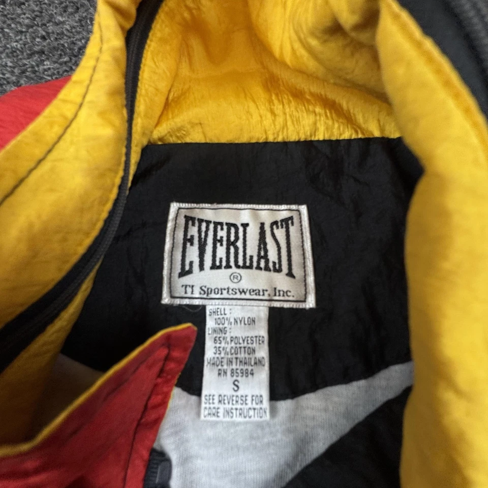 Jaqueta Everlast Vintage Masculina Pequena Preta Amarela Vermelha Colorblock Quebra-Vento Anos 90 - Imagem 3 de 4