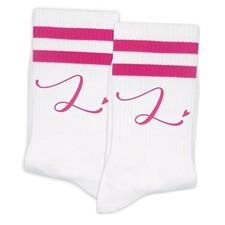 Women's Hot Pink Striped Socks - Birthday Giftadies 8 L