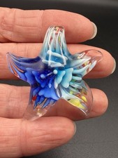 Murano Style Glass Starfish Pendant Hand Blown Art Glass 1.5  