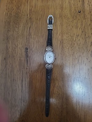 Brighton Glasgow Silver Tone Black Genuine Leather Band Watch Brighton Glasgow Watch Silver Tone with Leather Band | eBay main image 4
