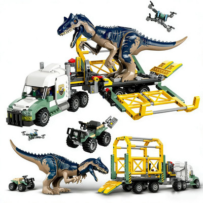 NEW Allosaurus Transport Truck MOC Building Blocks Model Set W/4 Figs Unbranded
