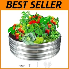 Galvanized Steel Raised Garden Bed - 36" Round, 12" High