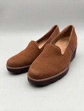 Vionic Suede Willa Wedge Shoes Water Repellent Toffee Women s 9.5