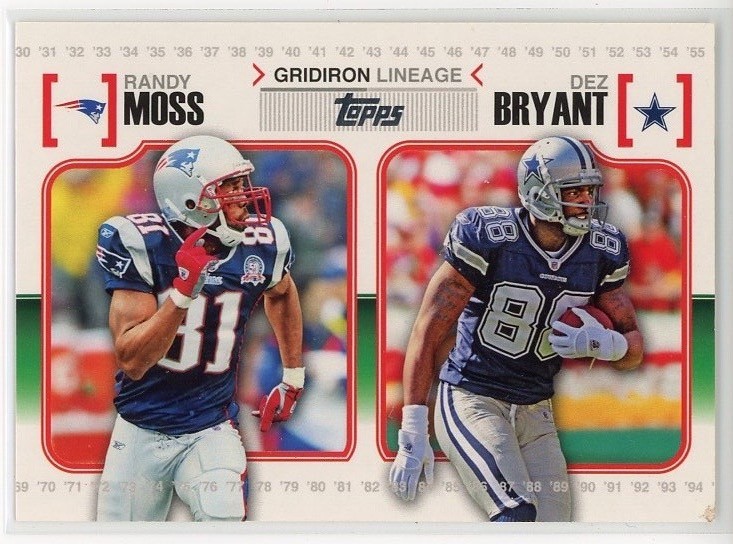 2010 Topps #GL-MBR Randy Moss / Dez Bryant Gridiron Lineage