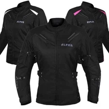 ALPHA CYCLE GEAR ALL SEASON WOMEN MOTORCYCLE JACKET WATERPROOF RIDING Black 2XL