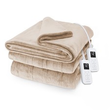 Heated Electric Blanket Queen 90 x 84 12 Heat Settings Champagne Sunbeam Royal