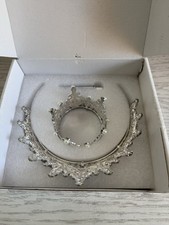 Crown Tierra Bouquet Style W/Rhinestones Pearls Silver Metal Design NIB