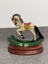Vintage Handmade Wooden Galloping Rocking Hobby Horse with Yarn Tail 6  Figurine
