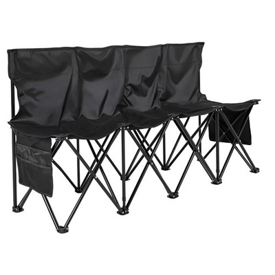 4-person folding bench 63x17x32in with backrest heavy-duty 600D oxford black