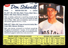 1962 POST CEREAL CANADIAN BASEBALL #64 Don Schwall VG RC Boston Red Sox Rookie