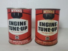 2 Cans Vintage Wynns Engine Tune Up 15oz. FULL Automotive Advertising Gas & Oil