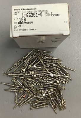 Box of 100 Tyco Electronics Amp III+ Pin Connectors 1-66361-0 (b619)