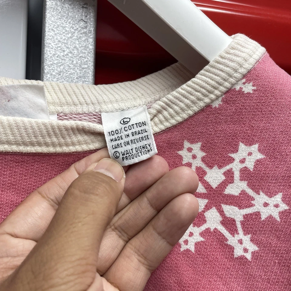 Vintage Mickey Mouse Shirt Adult Large Pink Long Sleeve Women's Pullover 90's - Image 3 of 4