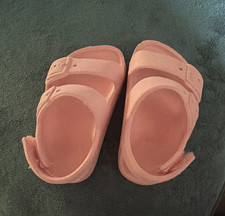 Pink Unisex Kids Casual Sandals Hook  Loop Adjustable Strap Open Toe US 2