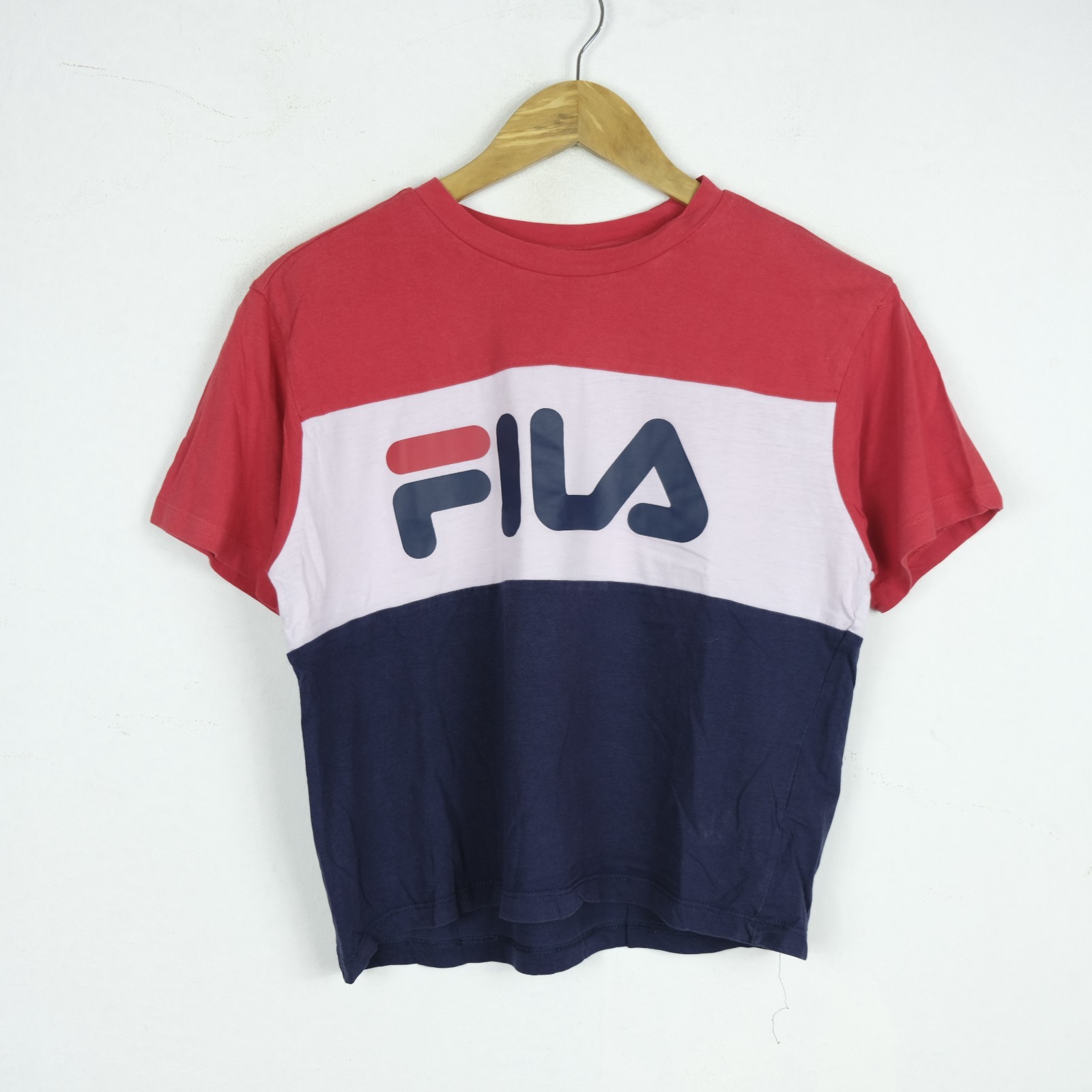 Maglia Fila Taglia S Donna Logo Comodo Cotone Pratico Tinta Unita Rosso Woman