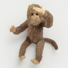 Vintage Schuco Early 1930-1940 Monkey Animal Toy Straw Stuffed Doll