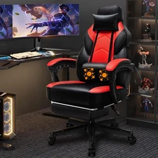 Gaming Chair with Footrest, Massage Lumbar Support, Height Adjustment, and 36...