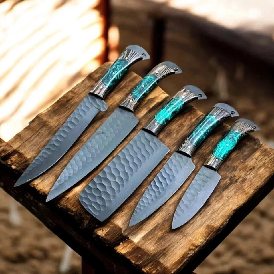 HANDMADE DAMASCUS KITCHEN/CHEF KNIFE SET WITH LEATHER BAG 05 PC'S SET
Opens in a new window or tab