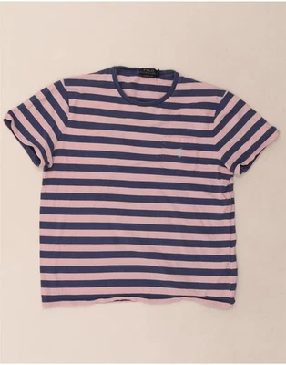 Polo Ralph Lauren Mens Custom Slim Fit T-Shirt Top Large Pink Striped FB47 - Image 1 of 3