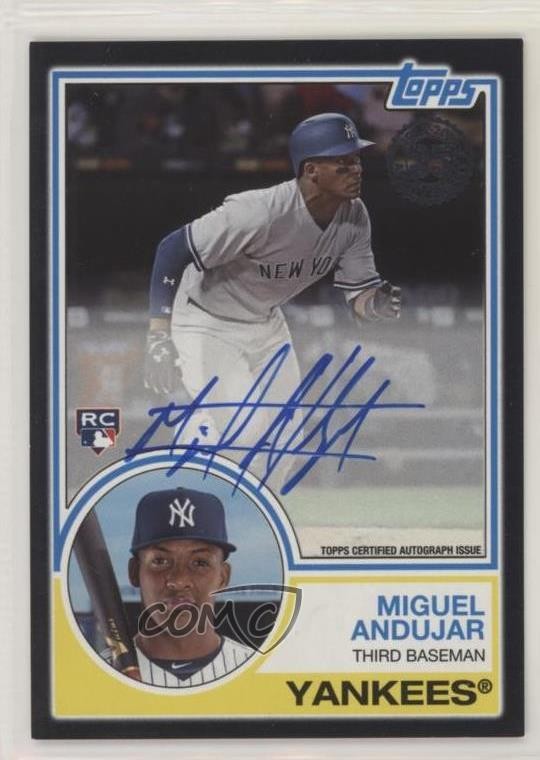2018 Topps 1983 Design Black 33/99 Miguel Andujar #83A-MA Rookie Auto RC 0m8