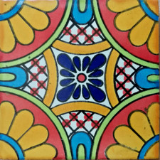 C094 Mexican Tile sample Ceramic Handmade 4x4 inch, GET MANY AS YOU NEED