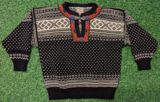 Dale of Norway Fair Isle Pure Wool Pewter Clasp Pullover Sweater Size 8