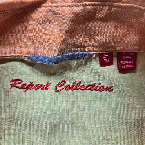Report Collection Orange Long Sleeve Button Up Shirt Adult Men's XL Extra Large - Picture 3 of 7
