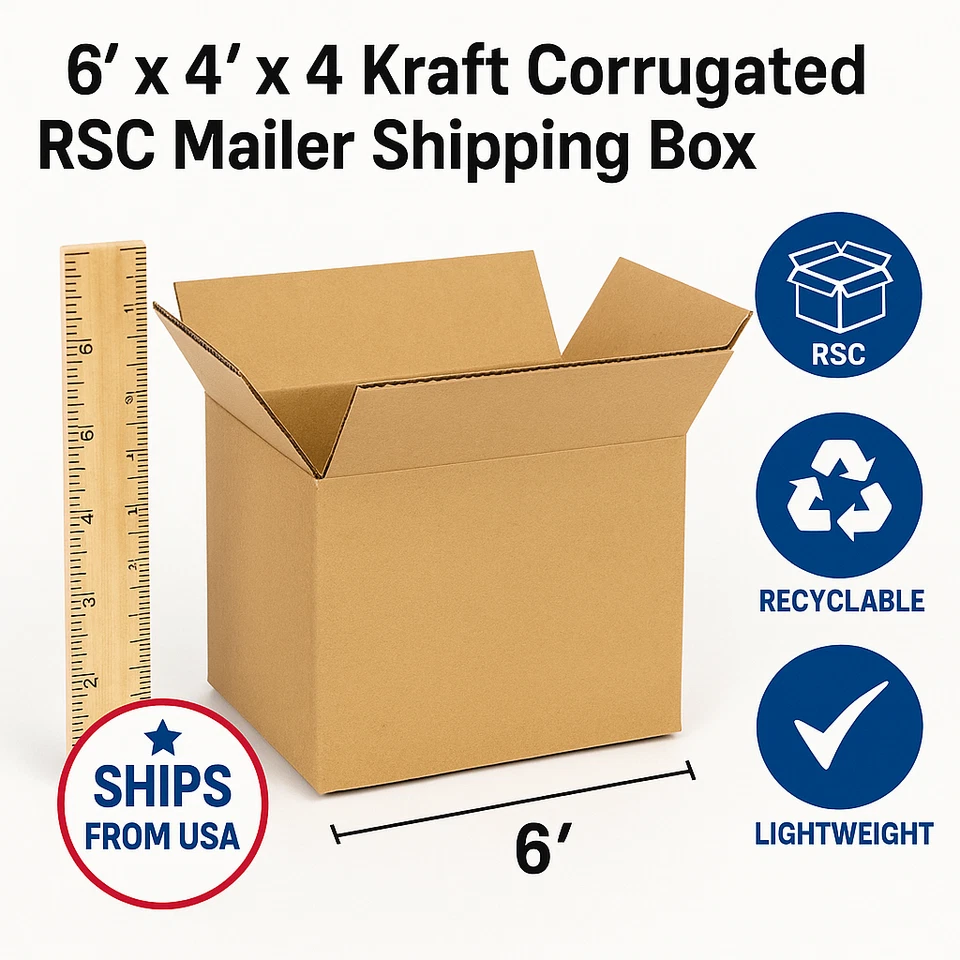 100 6x4x4 Shipping Boxes – Kraft RSC Corrugated Mailers – Bulk Cardboard Pack - Image 4 of 4