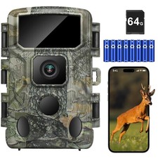 KJK Trail Camera,WiFi Trail Cam 4K 64MP Game Camera 64GB Memory Card 8 Batter...