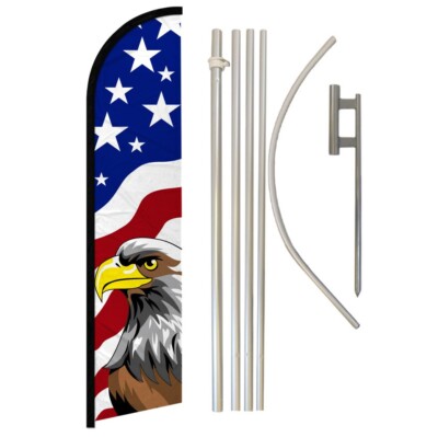 USA Patriotic Eagle  Windless Banner Swooper Advertising Flag Pole Kit  USA Flag