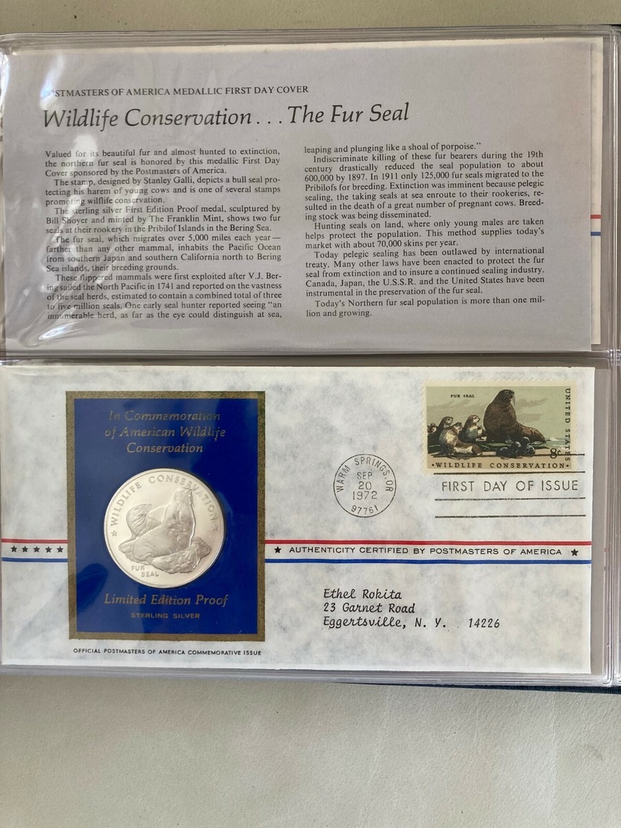 24 1972 Sterling Silver Franklin Mint Medallic First Day